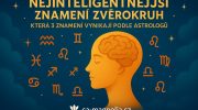 Nejinteligentnější znamení zvěrokruhu – ilustrace znázorňuje astrologické symboly a siluetu hlavy s mozkem, reprezentující znamení Vodnáře, Kozoroha a Ryb jako mentálně výjimečné podle astrologů. Obrázek doplňuje logo ca-magnolia.cz